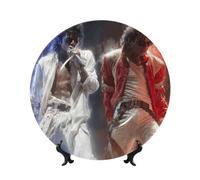 Michael Jackson Bone China Decorative Plate with Stand and Hook Ceramic Dinner Plates Art Porcelain Plate for Home Office Wall Decor Collections 10in