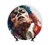 Michael Jackson Bone China Decorative Plate with Stand and Hook Ceramic Dinner Plates Art Porcelain Plate for Home Office Wall Decor Collections 10in