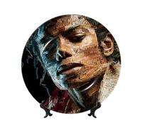 Michael Jackson Bone China Decorative Plate with Stand and Hook Ceramic Dinner Plates Art Porcelain Plate for Home Office Wall Decor Collections 6in