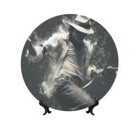 Michael Jackson Bone China Decorative Plate with Stand and Hook Ceramic Dinner Plates Art Porcelain Plate for Home Office Wall Decor Collections 8in