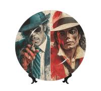Michael Jackson Bone China Decorative Plate with Stand and Hook Ceramic Dinner Plates Art Porcelain Plate for Home Office Wall Decor Collections 6in