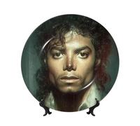 Michael Jackson Bone China Decorative Plate with Stand and Hook Ceramic Dinner Plates Art Porcelain Plate for Home Office Wall Decor Collections 6in