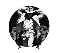 Michael Jackson Dance Bone China Decorative Plate with Stand and Hook Ceramic Dinner Plates Art Porcelain Plate for Home Office Wall Decor Collections 7in