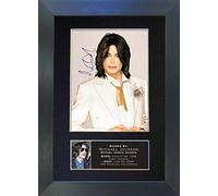 MICHAEL JACKSON Memorial Signed Autograph Mounted Photo Reproduction PRINT A4 Rare (297 x 210mm) #68 (Black Frame)