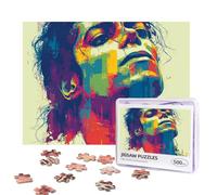 Michael Jackson Puzzles 500 Pieces Personalized Jigsaw Puzzles Photos Puzzle with Storage Bag Challenging Picture Puzzle for Adults Home Decor Wedding (52x38 CM)