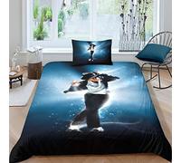Michael Jackson Quilt Cover Comforter Covers Duvet Cover for Boys Girls 3D Printed with Zipper Closure with Pillow Cases Soft Microfiber Bedding Set 2 Pieces Single（135x200cm）
