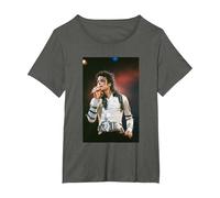 Michael Jackson Singing Live Bad Tour 1988 T-Shirt, Women's Plus, Asphalt Grey, 1X