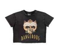Michael Jackson Women's Dangerous Stone Wash Crop Top in Charcoal | Size: Medium Michael Jackson Charcoal M