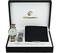 Michael John Gift Set Men's Watch Silver Gold - LED Lamp - Wallet - Pen