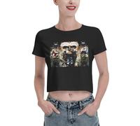 Michael King Jackson T-Shirt tee Classcal Print Graphic Women's Leak Navel Shirt Crop Top Short Sleeve Tee Summer Cotton Shirts Black Medium