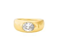 Michael Kors 14ct Gold Plated Brass Oval Stone Ring - Size J
