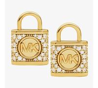 Michael Kors 14ct Gold Plated Cubic Zirconia Logo Padlock Stud Earrings MKC1628AN710
