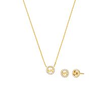Michael Kors 14ct Gold Plated Sterling Silver Pavé Logo Jewellery Set