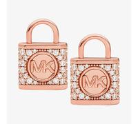 Michael Kors 14ct Rose Gold Plated Cubic Zirconia Logo Padlock Stud Earrings MKC1628AN791