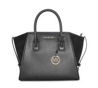 Michael Kors Avril Small Logo and Leather Satchel Black, Black Suede, Small