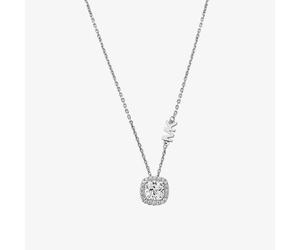 Michael Kors Brilliance Sterling Silver Cubic Zirconia Halo Pendant Necklace MKC1407AN040