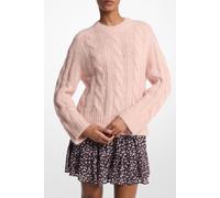 Michael Kors Cable Knit Crew Sweater In Rosewater Pink size L | Knitted Sweaters Outlet | Women | Pink L