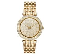 Michael Kors Darci MK3398 Ladies Gold-Tone Watch - 39mm Monogram Dial Steel Bracelet