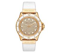 Michael Kors Everest Slim MK7357 Women's Pavé Dial Gold-Tone Watch - 43mm White Silicone Strap
