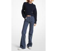 Michael Kors Flared Denim Jean In All Over Logo Print size 30.5 | Wide Pants Outlet | Women | Blue 30.5