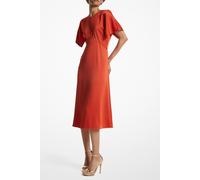 Michael Kors Flutter Sleeve Midi Dress In Terracota size XS | Midi Dresses Outlet | Women XS