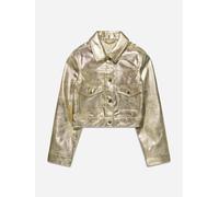 Michael Kors Girls Metallic Crackle Effect Jacket in Gold - Gold - 5 Yrs