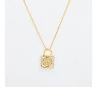 Michael Kors Gold Tone Cubic Zirconia Padlock Necklace
