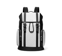 Michael Kors, Gunmetal-hardware/Signature/Bright White, One Size, Hudson City Buckle Backpack