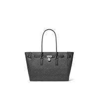 Michael Kors Hamilton Large Tote, Silver-tone Hardware/Tonal Mk Signature Coated Twill/Black, One Size
