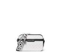 Michael Kors Hudson Double Zip Camera Bag, Light Gunmetal Hardware/Bright White Signature