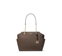 Michael Kors Jacquelyn Medium Chain Tote, Gold-tone Hardware/Brown/Black, One Size