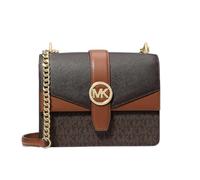 Michael Kors Jet Greenwich Small Color-Block Signature Logo Crossbody Bag Brown