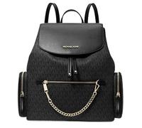 Michael Kors Jet Set Large Signature PVC Chain Backpack Flap Book Bag, Black/Gold, L, Flap