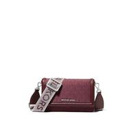 Michael Kors Jet Set Small Phone Crossbody Bag, Silver-Tone Hardware/Tonal MK Signature Nylon with MK Logo Webbing/Oxblood
