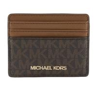 Michael Kors Jet Set Travel Large Card Case Holder MK Print Saffiano Leather (Brown)