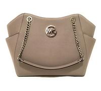 Michael Kors Jet Set Travel Large Chain Shoulder Tote Handbag Pearl Grey