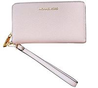 Michael Kors Jet Set Travel Large Flat Multifunction Phone Case Pebbled Leather Wallet/Wristlet in Powder Blush