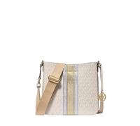 Michael Kors Jet Set Travel Small Signature Logo and Metallic Messenger Bag, Pale Gold Stripe