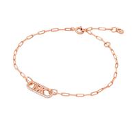 Michael Kors Jewellery Michael Kors Premium MK Statement Link Sterling Silver Rose Gold Tone Pave Empire Link Chain Bracelet 1.8x2cm, 15.5cm