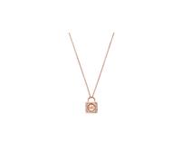 Michael Kors Jewellery Michael Kors Premium Sterling Silver14K Rose Gold CZ Lock Necklace 38-43cm