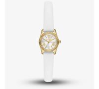 Michael Kors Ladies Micro Lexington White Leather Strap Watch MK4900