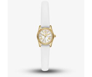 Michael Kors Ladies Micro Lexington White Leather Strap Watch MK4900