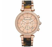 Michael Kors Ladies' Parker Brown Tortoiseshell Rose Dial Designer Watch MK5538