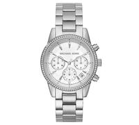 Michael Kors Ladies Ritz Chronograph Watch with Silver Tone Dial & Stainless Steel Bracelet Silver