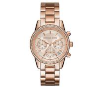 Michael Kors Ladies Ritz Rose Gold Tone Chronograph Bracelet Watch Rose