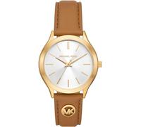 Michael Kors Runway Slim Brown Leather Strap Watch MK7465