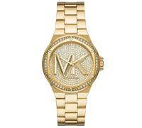 Michael Kors Lennox MK7229 Pavé Logo Women's Watch - 37mm Gold-Tone Case and Bracelet
