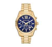 Michael Kors Lexington Chronograph Stainless Steel Watch, Gold/Blue Dial, Lexington Men