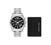 Michael Kors Lexington Chronograph Stainless Steel Watch and Card Case Gift Set MK1091SET One Size Silver
