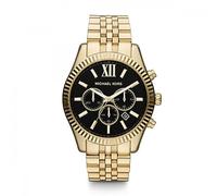 NEW MICHAEL KORS MK8286 MEN'S WATCH GOLD STRAP BLACK DIAL GOLD CASE